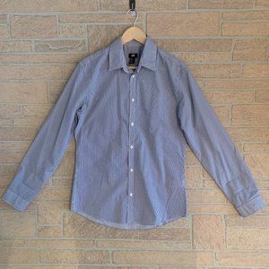 H&M Easy Iron Strip Slim Fit Button Up Shirt M 16